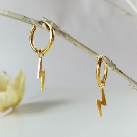 Gold Lightning Hoop Earrings