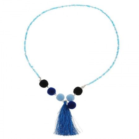 Collar Malmok Azul pompones