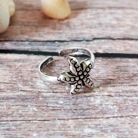 Adjustable Silver Starfish Toe Ring