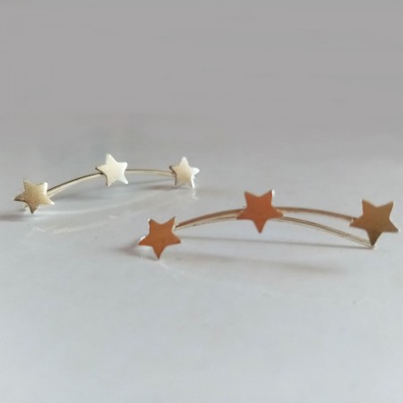 SUNDAY Silver Climber Earrings with Stars