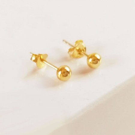 Gold Ball Earrings in sterling silver with gold plating