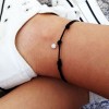 Adjustable ankle bracelet with cubic zirconia and sterling silver charm