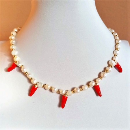 Gold Red Chili Peppers Necklace