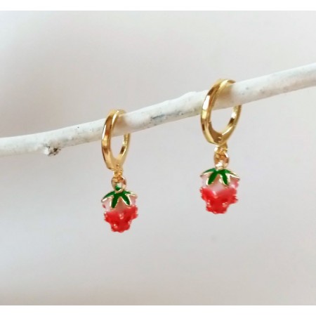 strawberry hoop earrings