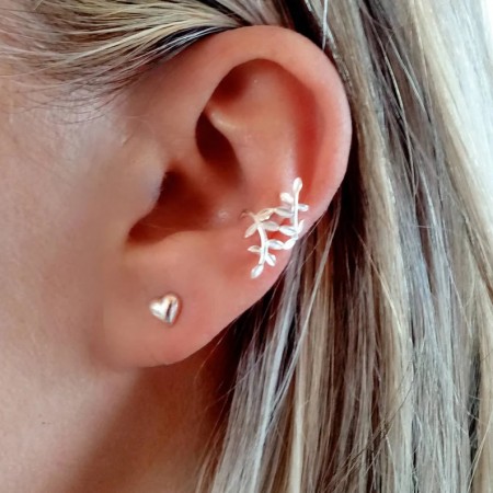 Sterling silver leaf ear cuffs – Adjustable and elegant design.