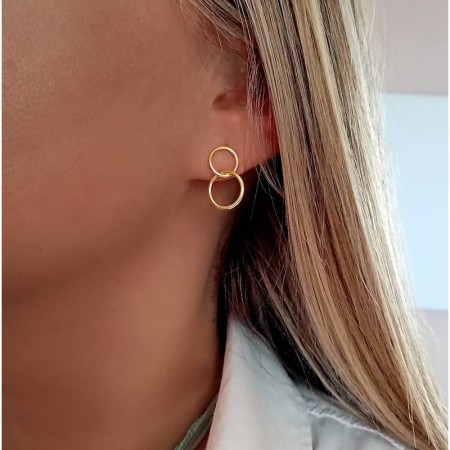 Gold Karma Earrings with two interlocking hoops