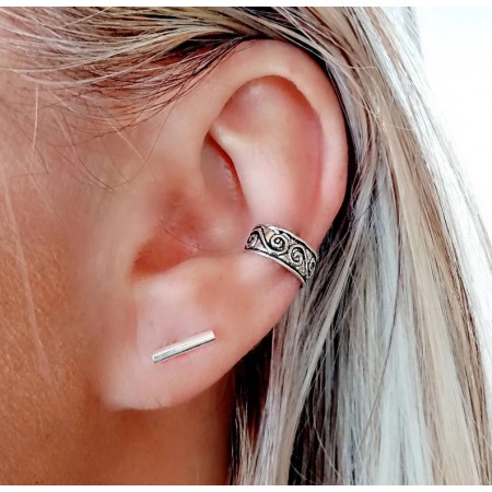 Sterling silver THOT ear cuff with wave design.