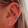 Sterling silver wave ear cuff – Adjustable nautical design.