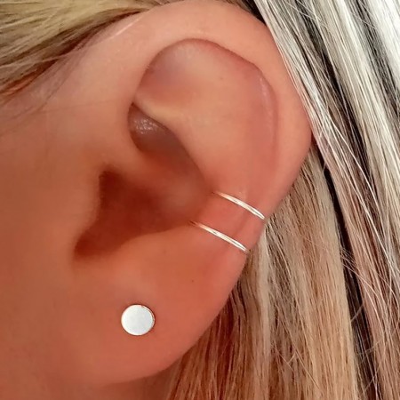 Sterling silver double hoop ear cuff – Adjustable and no piercing needed.