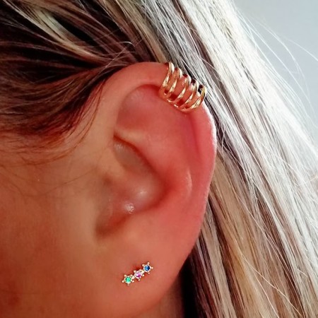 18K gold-plated 5-hoop sterling silver ear cuff.