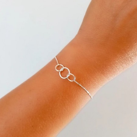 Three Interlocking Rings Silver Bracelet 925