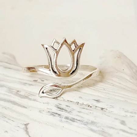 Lotus Flower Silver Ring