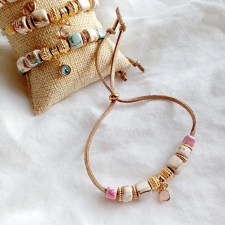 Gold Leather Bracelet Pinki