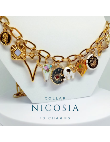 Nicosia Stainless Steel Gold Charms Necklace