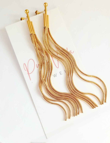 Long Elegant Golden Earrings