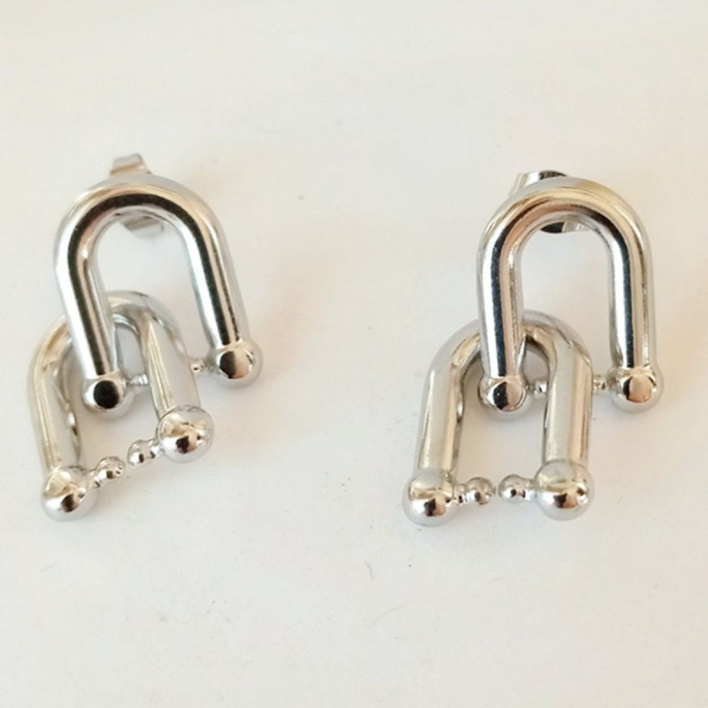 pendientes herradura acero plata