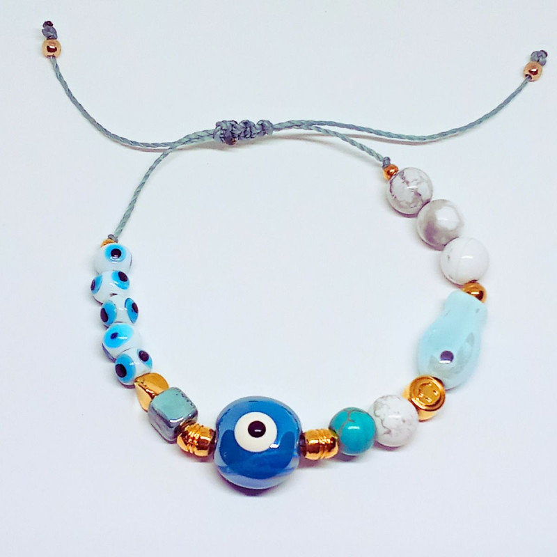 Pulsera veraniega con ojo turco y decoración marina