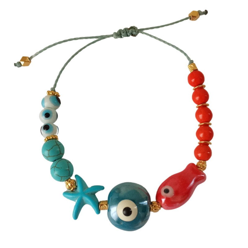 Bali Sunset bracelet with evil eye and marine charms