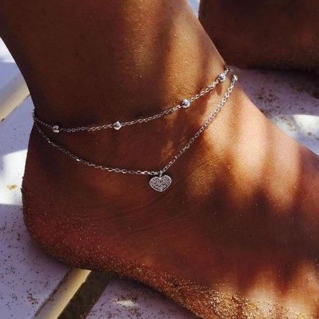 silver bead anklet